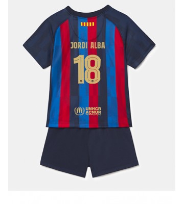 Barcelona Jordi Alba #18 Hjemmedraktsett Barn 2022-23 Kortermet (+ Korte bukser)